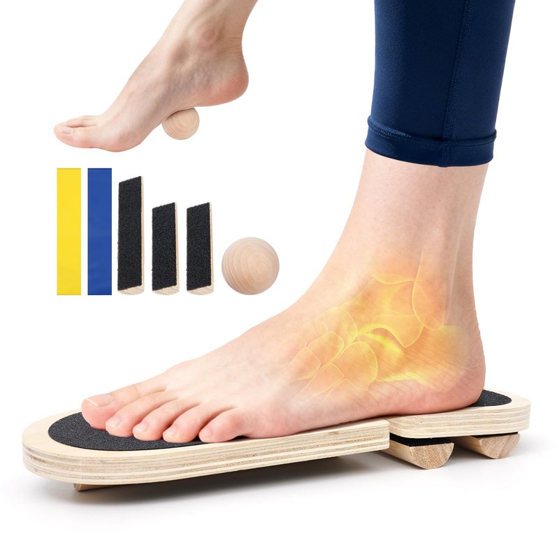Ankle Balance Board - Adjustable SingleLeg Balance Board — Ankle Strengthener with Plantar Fasciitis Massage Ball and Two Resistance Bands, Suitable for Sprain Rehabilitation, Stability Training, Physical Therapy, and Plantar Fasciitis Recovery