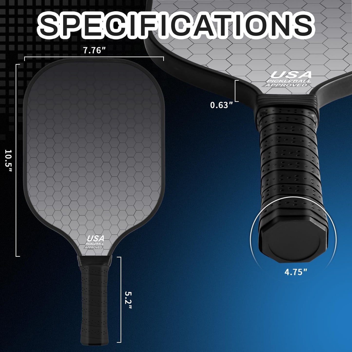 Jobunai T300 Carbon Fiber Pickleball Paddles Set of 2 Lightweight Pickle Ball Rackets Indoor Outdoor Games Equipment Sports Accessories Gifts