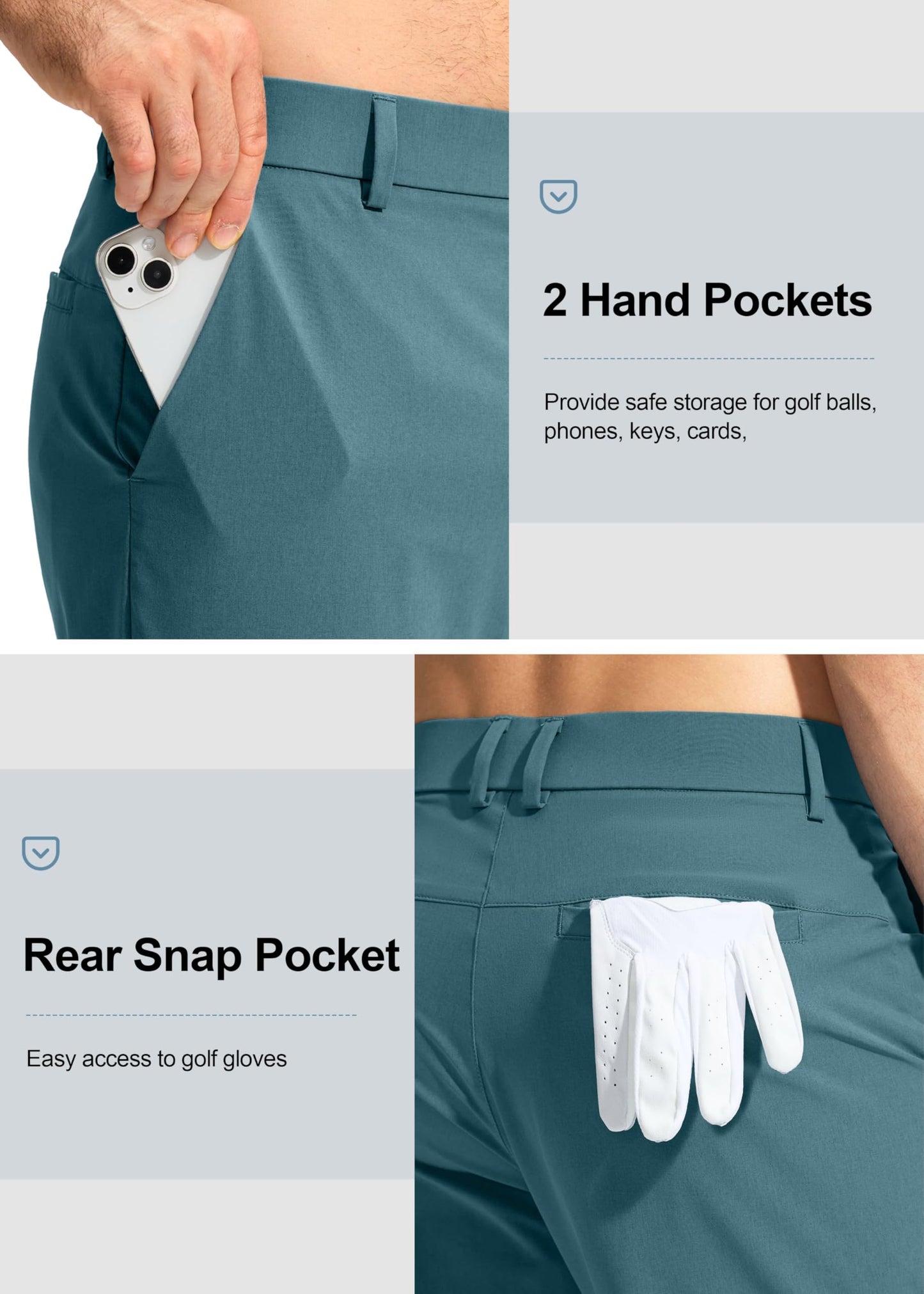 Pudolla Men's Golf Pants Stretch Work Dress Pants Men's Dress Pants 30 Lightweight Quick Dry Trousers with Pockets(Vivid Blue 35Wx30L)
