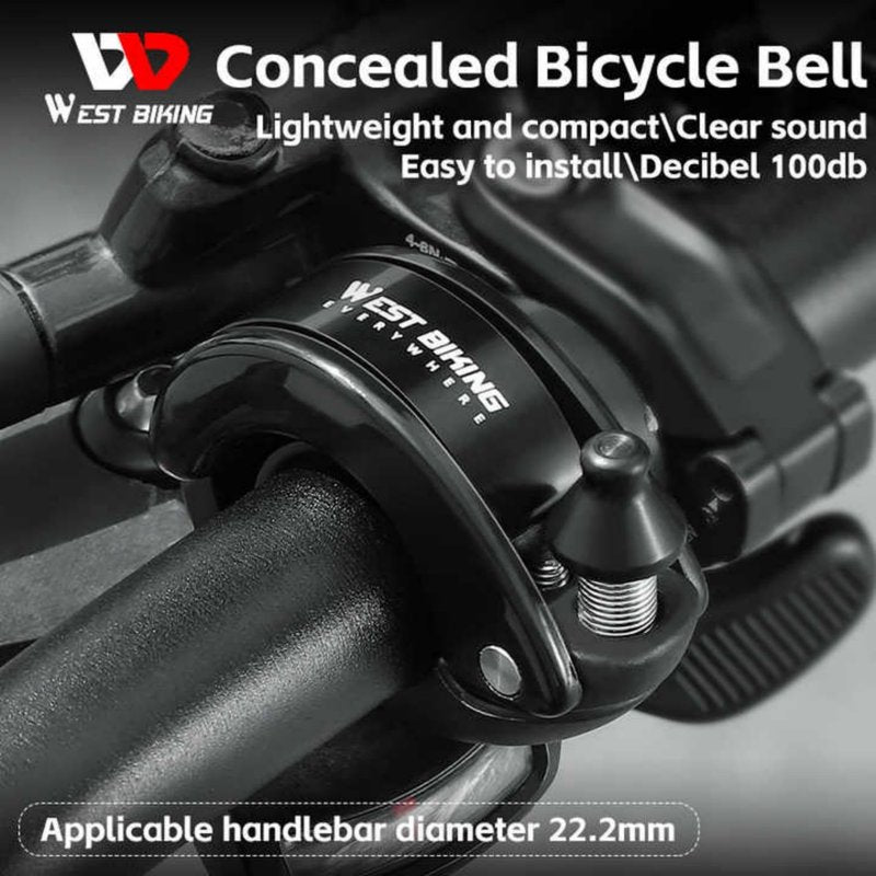 Compact Hidden Bike Bell Conch Clear Long Sound MTB Bicycle Horn Instant-Activating Hidden Bikes Horn 100dB Loud (22.2-31.8mm Handlebars) Weather-Resistant Design Tricycle Bell (Black)