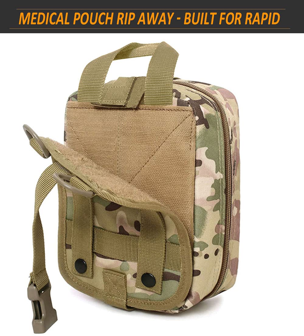 VIIDOO Molle Ifak Pouch Rip Away, Tactical First Aid Pouch Empty, Ifak Pouch Molle, Medical Pouches Military Duty Belt Emt Bag Only for Hiking Camping(OCP)