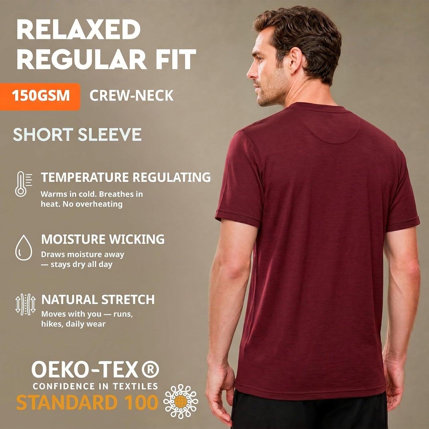 Merino Wool T-Shirt for Men - Lightweight Base Layer Undershirt | Perfect for Equestrian Activities