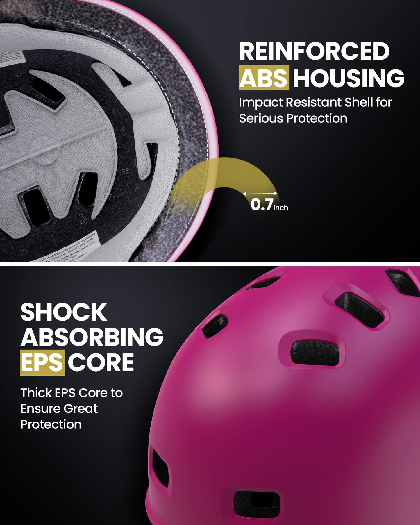 OutdoorMaster Skateboard Cycling Helmet - Two Removable Liners Ventilation Multi-Sport Scooter Roller Skate Inline Skating for Kids, Youth & Adults - M - Pink