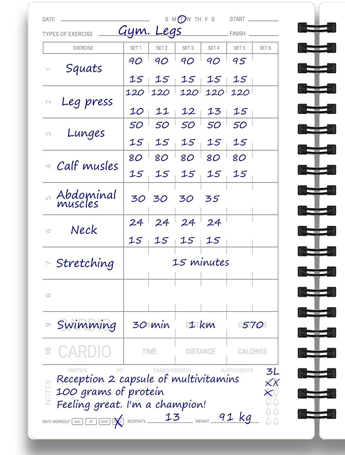 Undated Fitness Log Book & Workout Planner - Designed by Experts Gym Notebook, Workout Tracker, Exercise Journal for Men Women