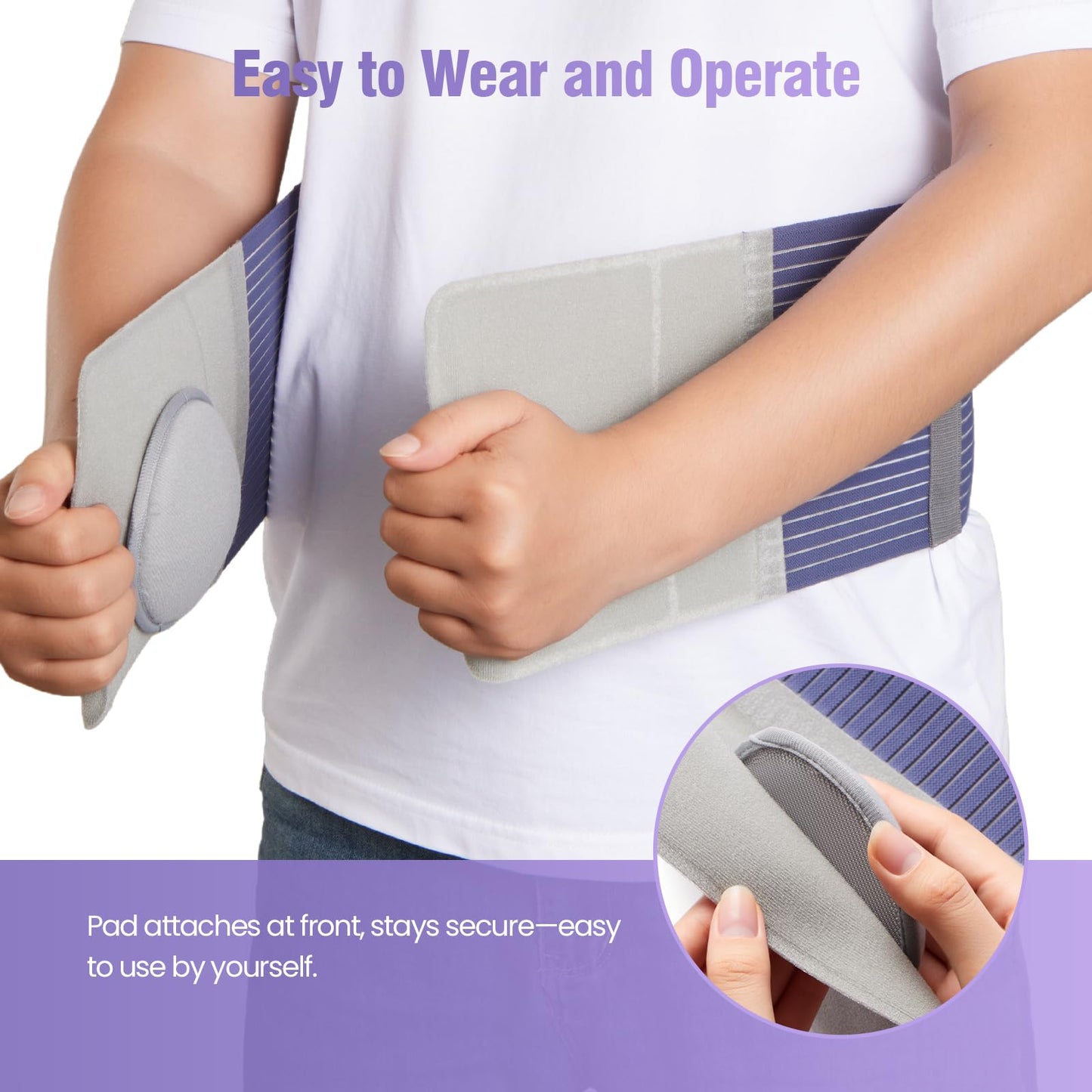 Hernia Belts for Men and Women – Front-Closure Abdominal Binder with Extra Compression Strap & Soft Detachable Dual-Layer Hernia Pad – Comfortable Hernia Support for Men Post Surgery or Daily Relief (S/M 28–38 in)
