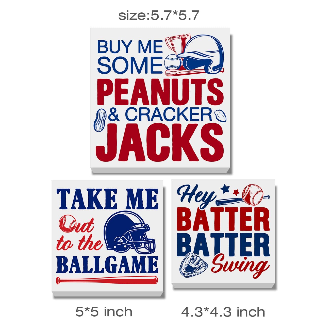 3Pcs Rustic Baseball Decor Wood Box Signs for Boys Room Tiered Tray
