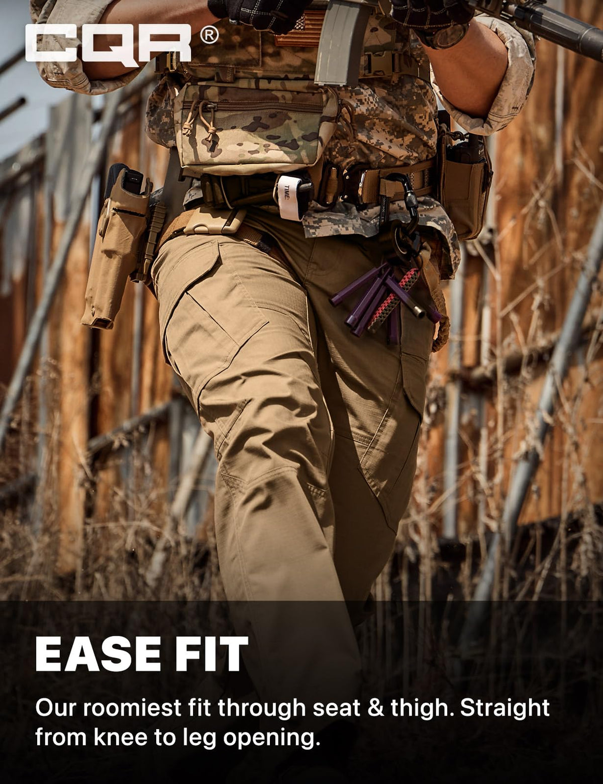 CQR Men's Tactical Pants, Water Resistant Ripstop Cargo Pants, Lightweight EDC Work Hiking Pants, Outdoor Apparel, Raider Mag Cougar, 40W x 30L