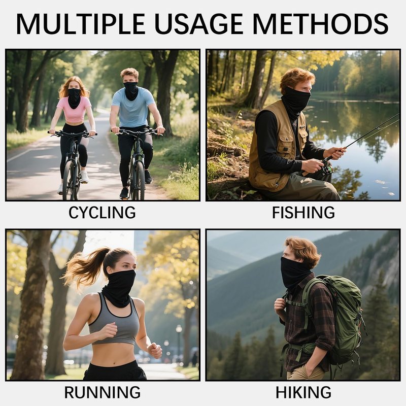 Neck Gaiters for Men & Women - 12 PCS Breathable Cooling Face Masks | Dust & Sun Protection for Cycling