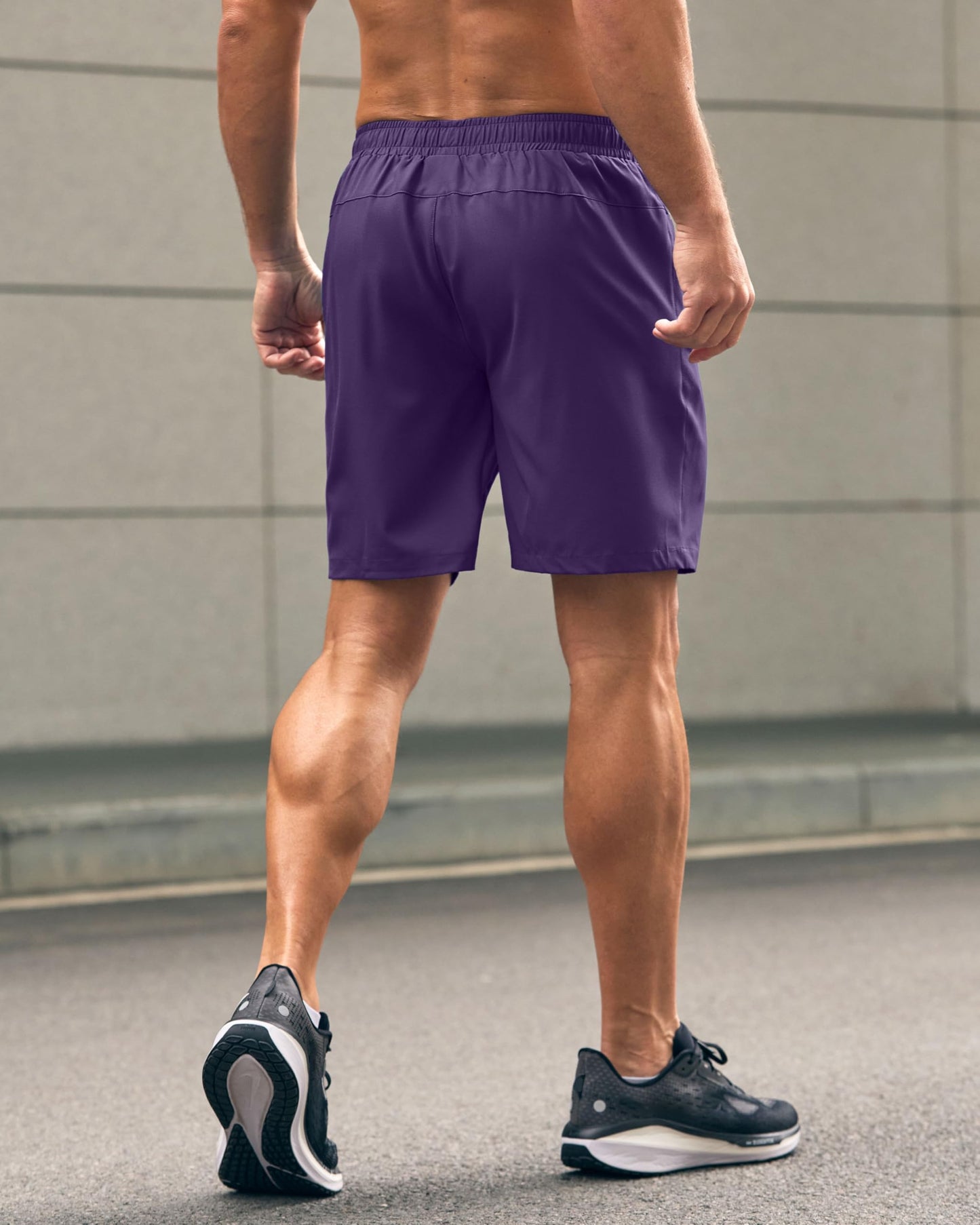 Men's Athletic Running Shorts with Zipper Pockets Quick Dry 7"/ 5"/ 9" Workout Gym Shorts for Basketball Hiking(Purple,7XXL)