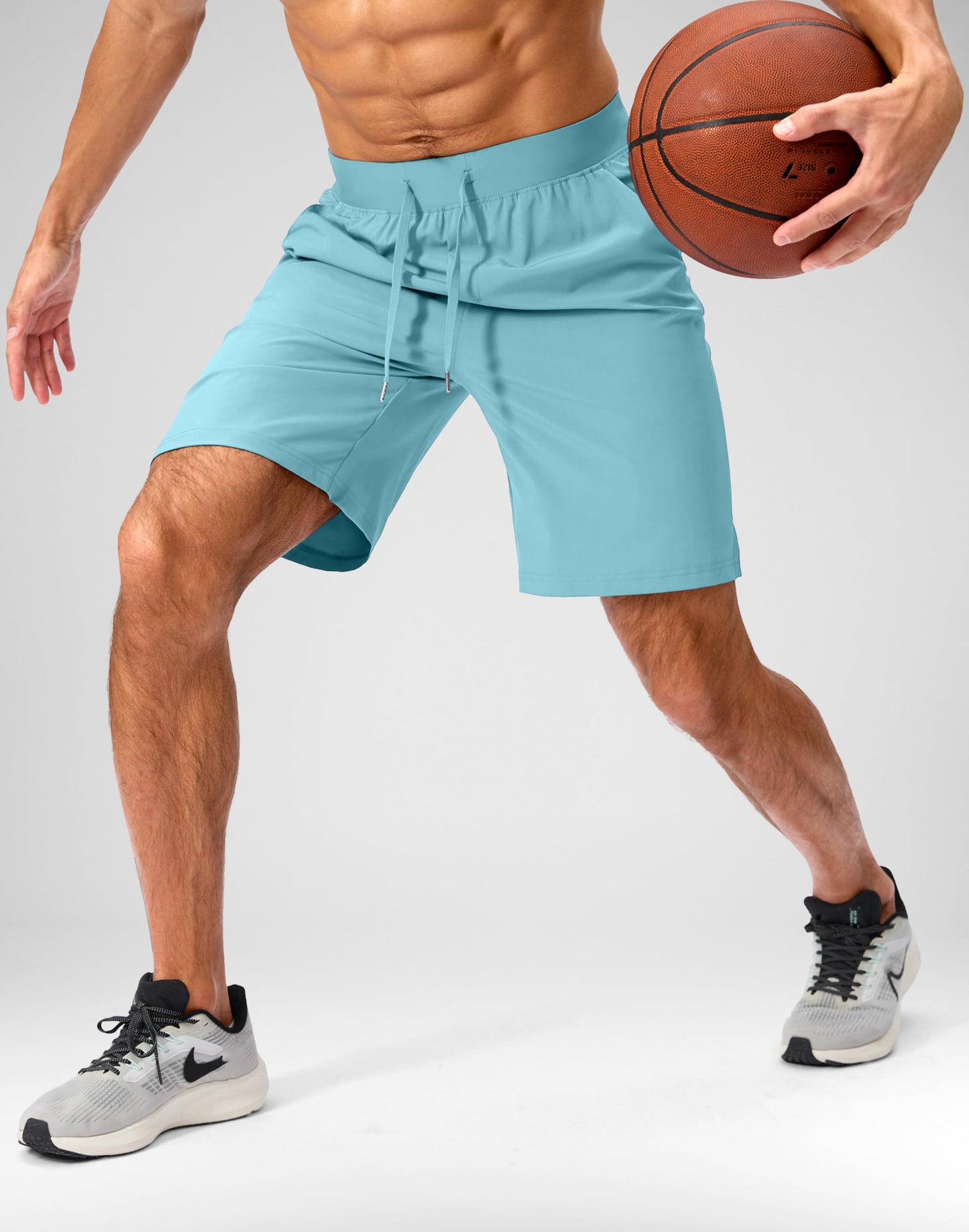 Soothfeel Men's Running Shorts with Zipper Pockets 9 Inch Lightweight Quick Dry Gym Sports Athletic Workout Basketball Shorts for Men (Hot Pink, S)