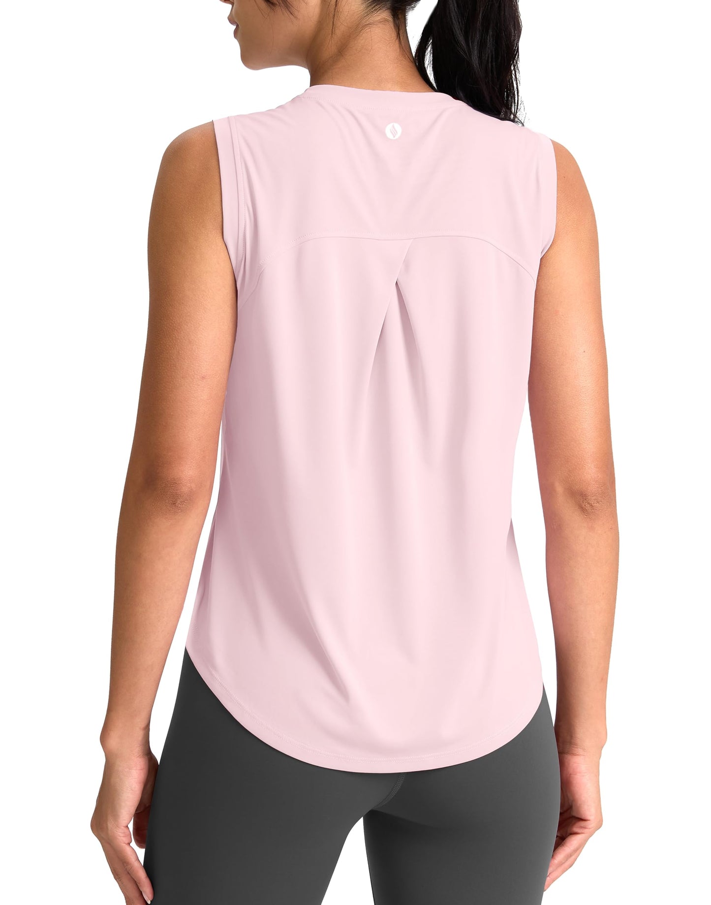 SANTINY Women's Sleeveless Workout Tops Breathable Lightweight Active Tennis Yoga Shirts Athletic Running Tank Tops for Women (Pink_S)