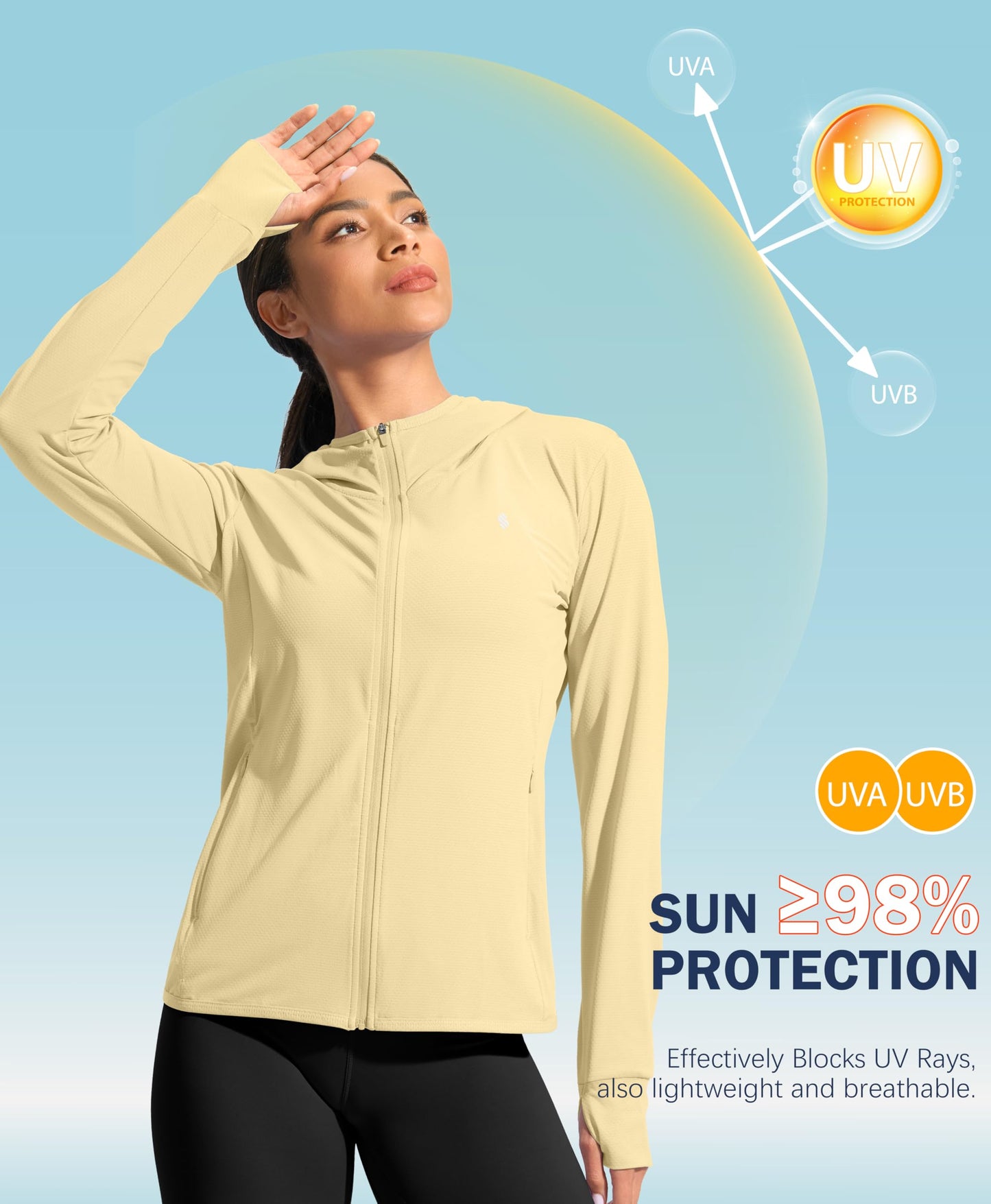 Soothfeel Women's UPF 50+ Sun Protection Hoodie Jacket Lightweight Long Sleeve Sun Shirt for Women with Pocket Hiking Outdoor