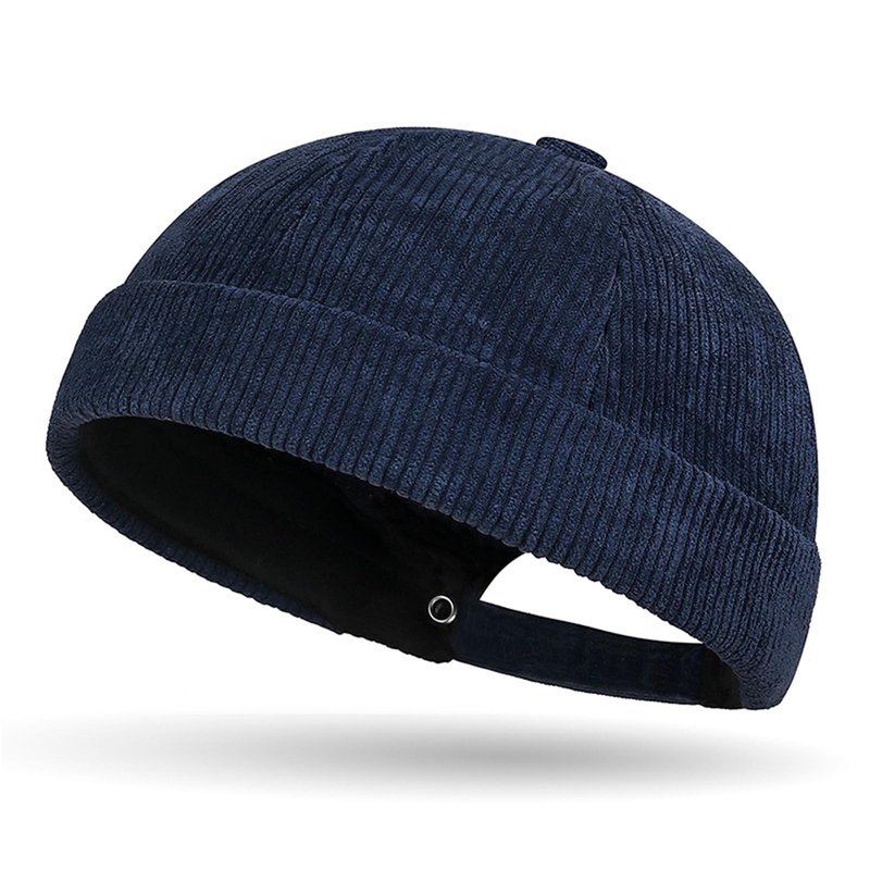 Corduroy Brimless Hat for Men Women Solid Rolled Cuff Docker Cap Harbour Beanie Hats Landlord Hat Sailor Cap K274