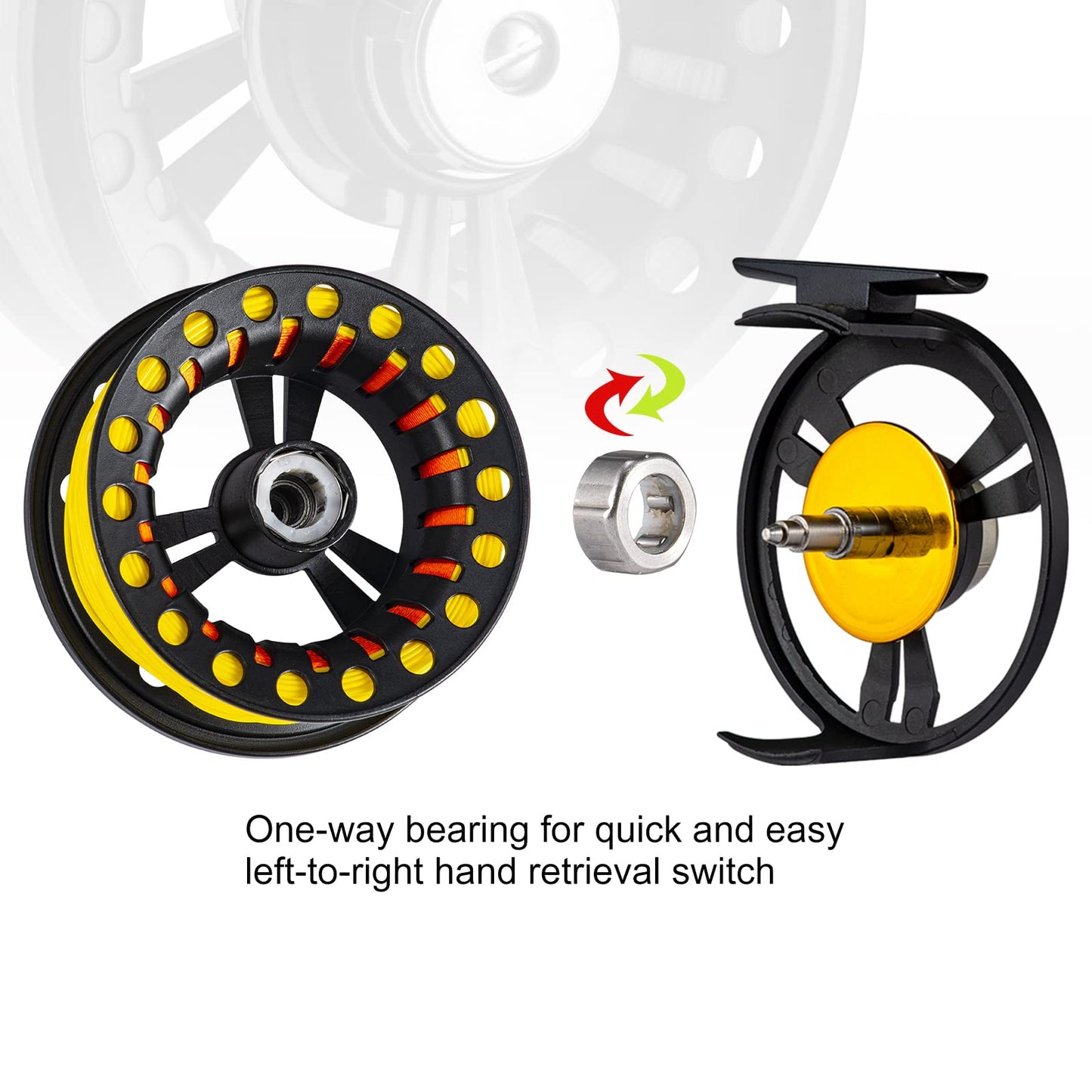 Goture Fly Fishing Reel 3/4 5/6 7/8 9/10WT Large Arbor Die Casting Fly Reel with Line Combo 2+1BB Aluminum Alloy Bass Trout Fly Reels