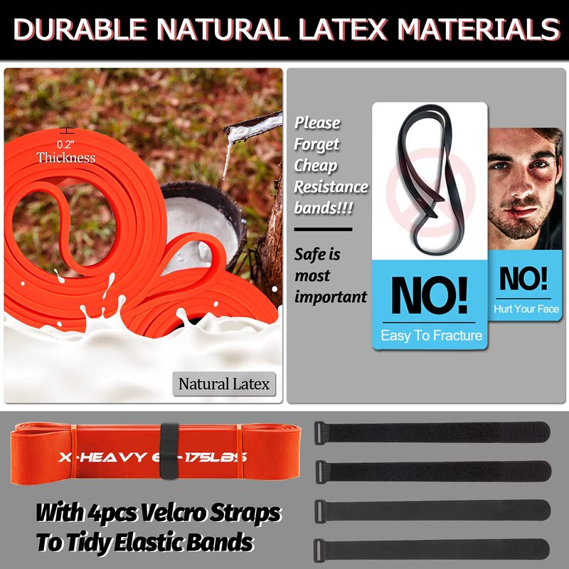 DASKING Natural Latex Resistance Bands Heavy Duty Workout Exercise Stretch Fitness Bands for Body Stretching, Pull Up Assist Band, Resistance Training (Style 3)