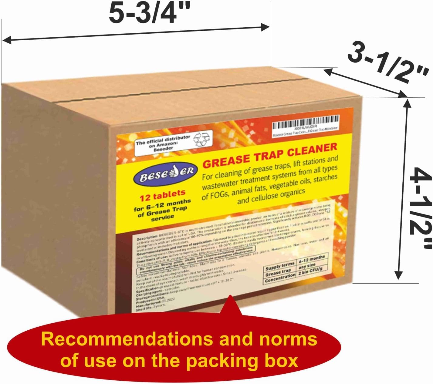 Grease Trap Cleaner - Powerful Odor Eliminator for Kitchen & Restaurant Use | 12-Pack