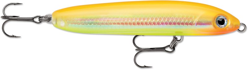 "Rapala Skitter V Hard Bait Lure, Freshwater, Size 10, 4"" Length, Topwater Depth, Bone Chartreuse, Package of 1" (SKV10BNC)