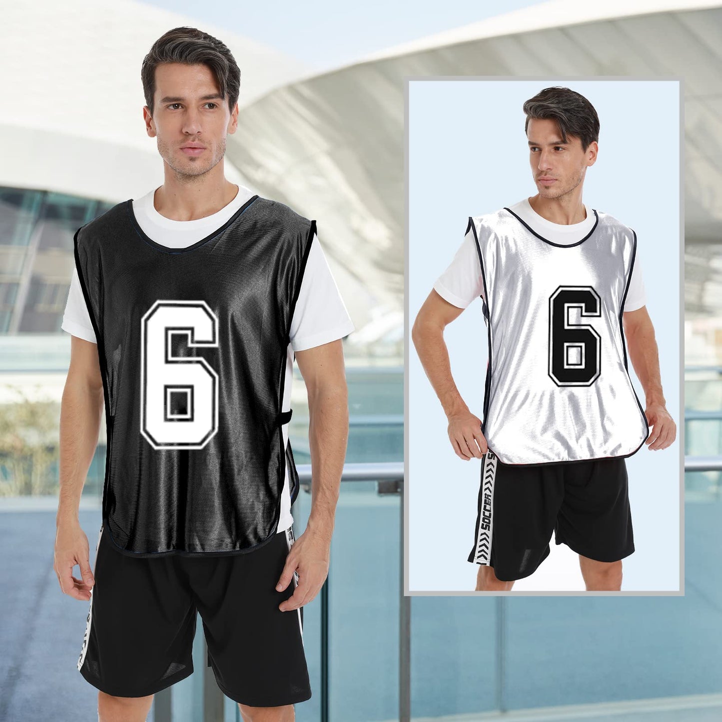 PULUOMASI 12 Pcs Sports Pinnies Numbered for Soccer Basketball Training