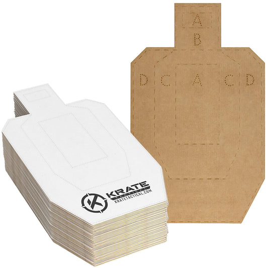 KRATE Tactical Cardboard Targets-Full Size Competition Paper Silhouette Shooting Target – Torso Targets for Shooting Range & Gun Practice w/Rifles, Handguns, Shotguns, or Airsoft (60-Pack 30” Torso)