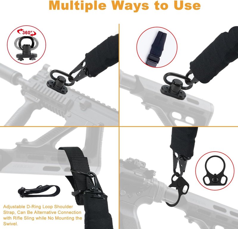 Upgraded Rifle Sling - Soft Shoulder Pad, Anti-Drop Cover & Adjustable Length | 2-Point Design