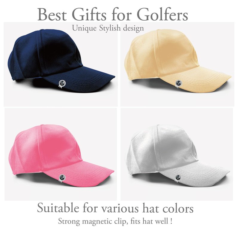 E TRUEE Golf Ball Marker Hat Clip with Ceramic Crystal Ball Marker (20mm Small Size) Gifts Accessories for Golfers