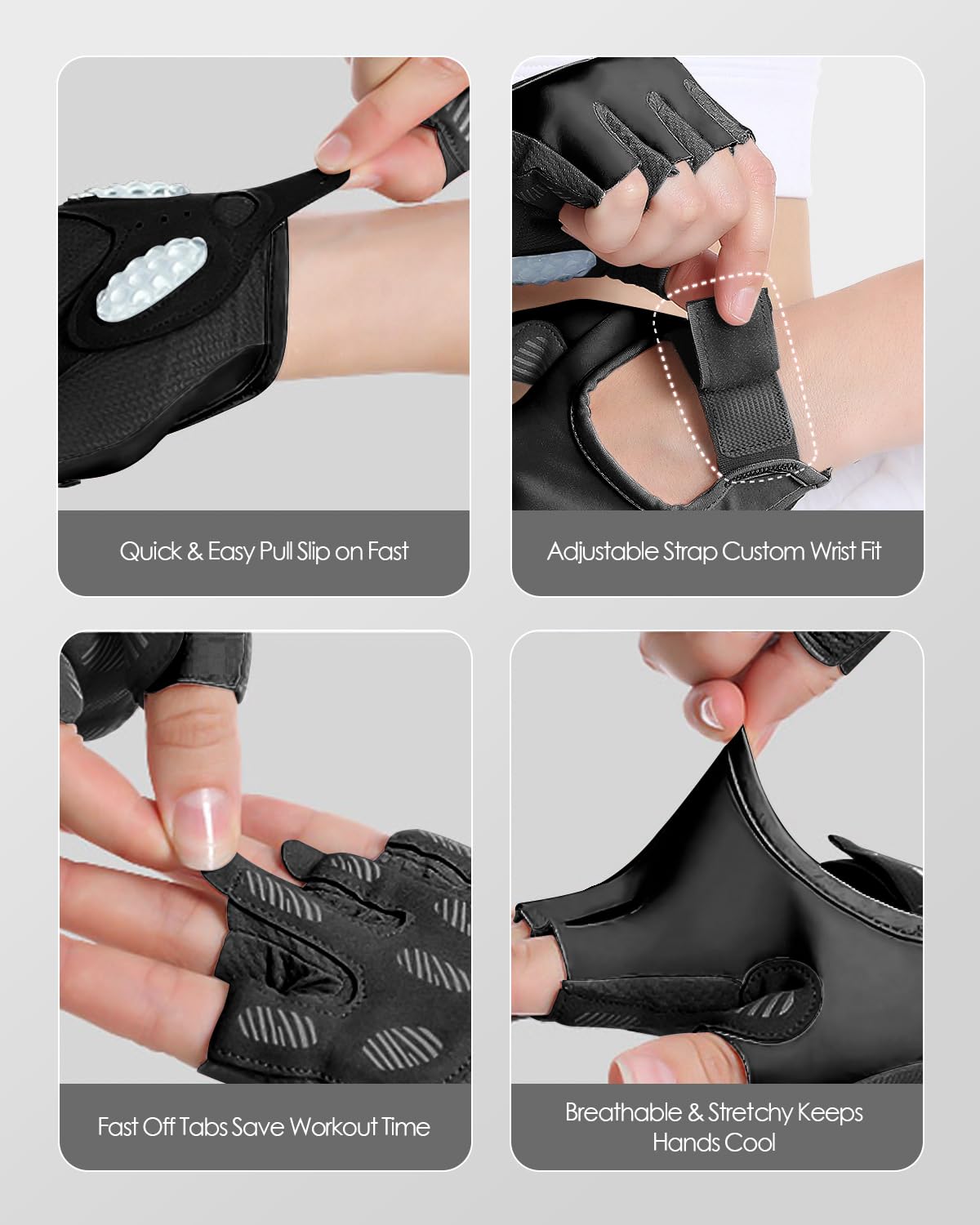 MitButy Workout Gloves for Men & Women – Fingerless Gym Gloves for Weight Lifting, Crossfit, Fitness, Exercise & Training with Silicone Grip Dots for Secure Hold & Palm Padding Protection