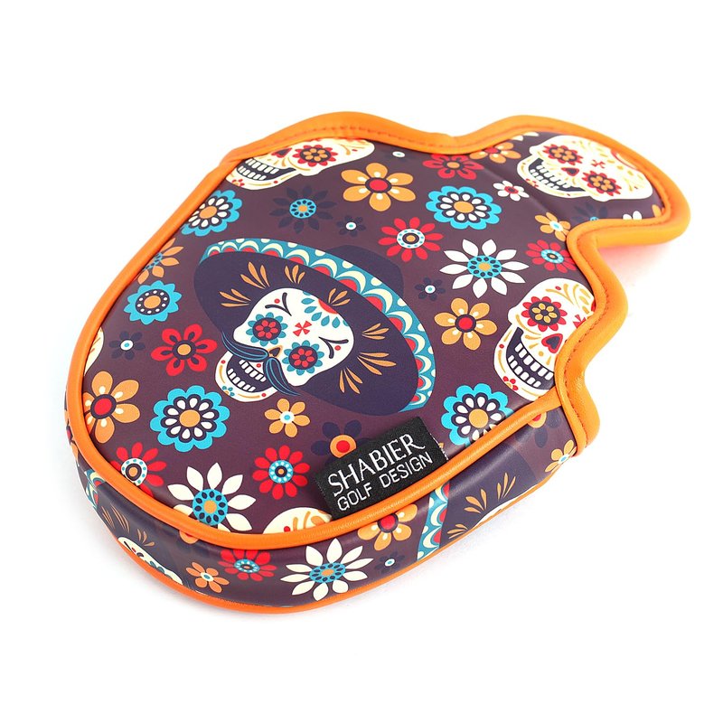 SHABIER Golf Large Mallet Headcover with Sugar Skull Design for Golf Putter Head Cover