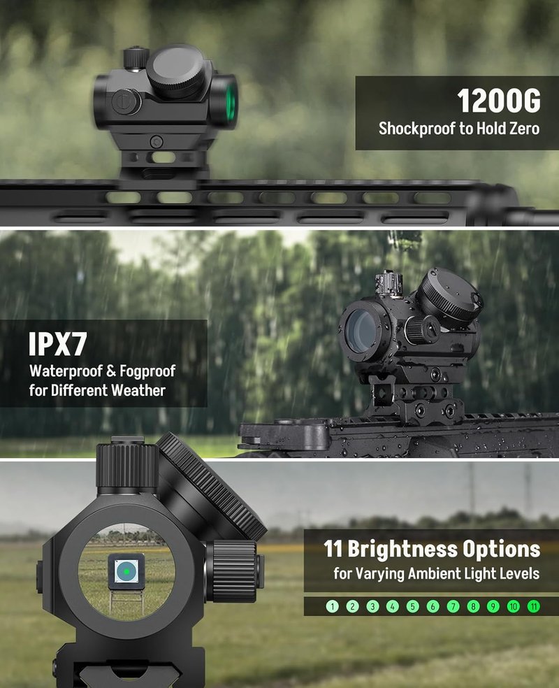 Rechargeable Red/Green Dot Sight - 3 MOA Compact Scope | 1x21mm Optics, IPX7 Waterproof, Low-Profile Mount