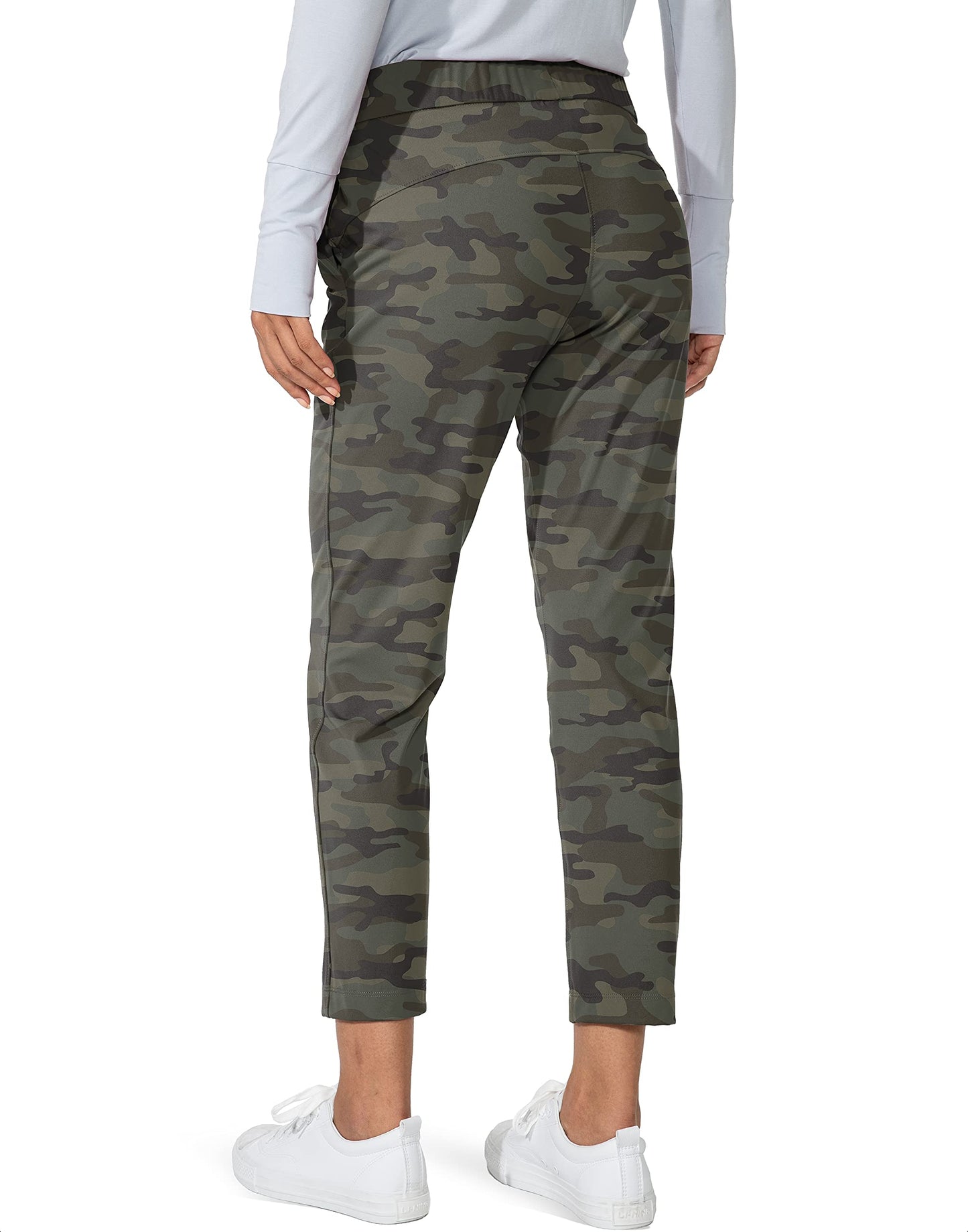 G Gradual Women's Pants with Deep Pockets 7/8 Stretch Sweatpants for Women Athletic, Golf, Lounge, Work Green Camo, 3X-Large