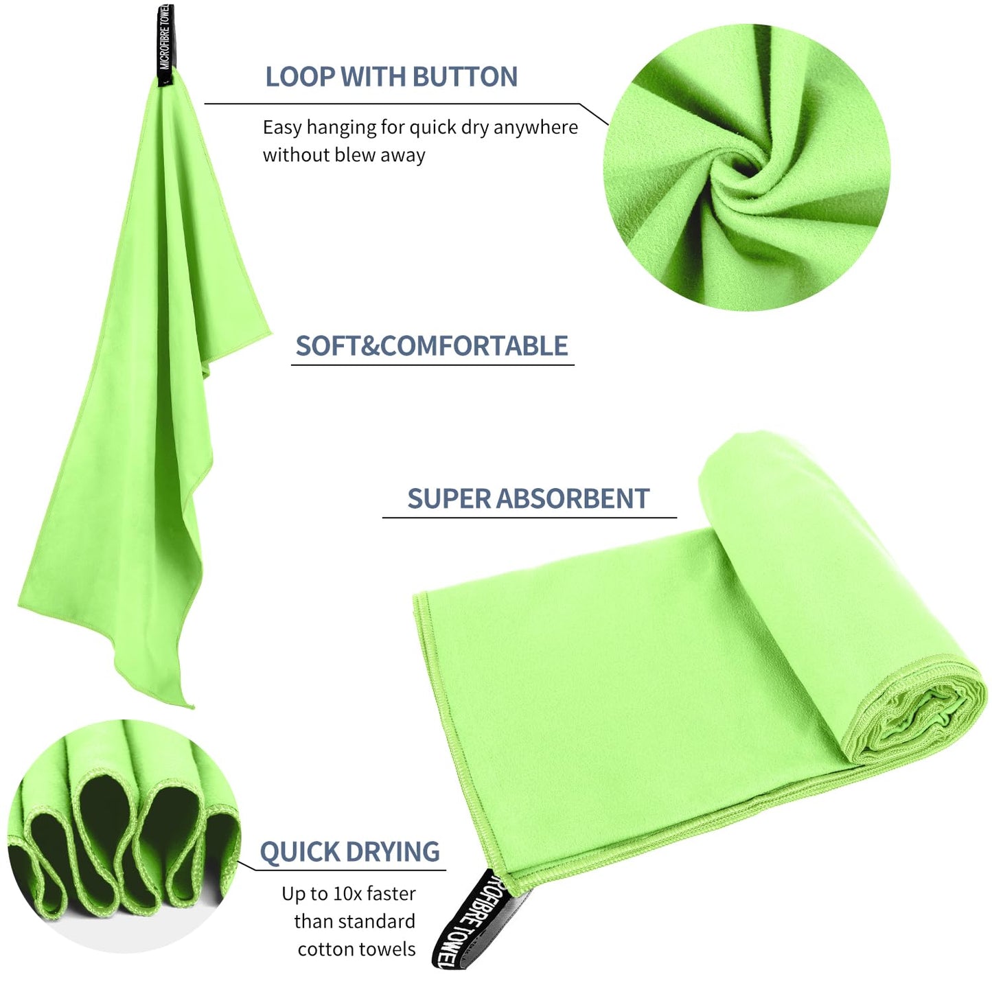 ZIUDBOC Microfiber Travel Towel, Quick Dry Camping & Gym Towel. Compact