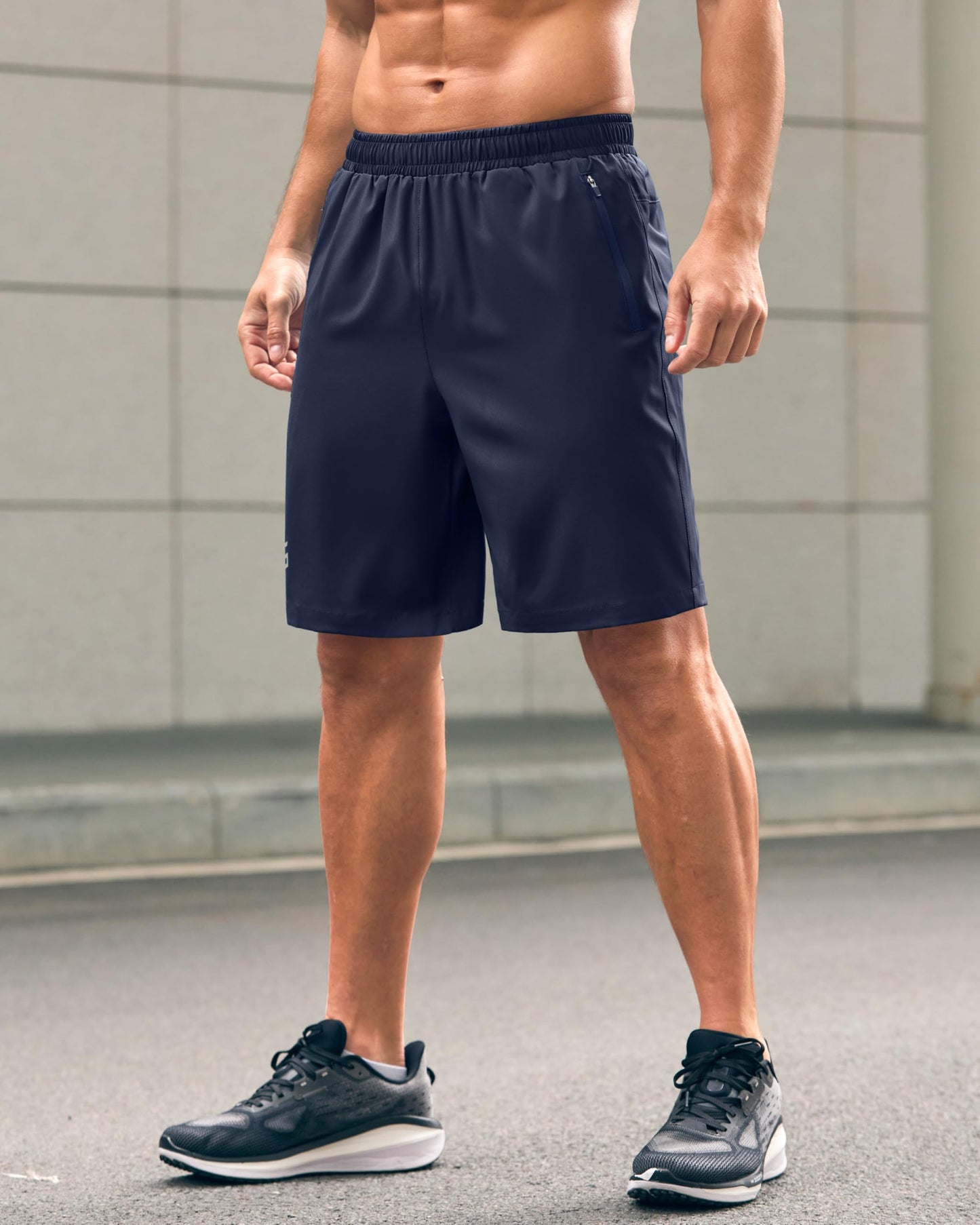 G Gradual Men's Athletic Running Shorts with Zipper Pockets Quick Dry 7"/ 5"/ 9" Workout Gym Shorts for Basketball Hiking(Navy,9XL-New)