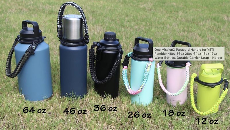 Paracord Handle for YETI Rambler 46oz 36oz 26oz 64oz 18oz 12oz Water Bottles, Durable Carrier Strap - Holder