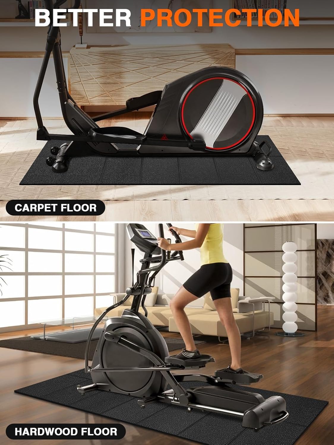 Treadmill Mat - Heavy-Duty 6mm Exercise Equipment Mat for Carpet & Hardwood Floors | 63"x30" Foldable Walking Pad Mat