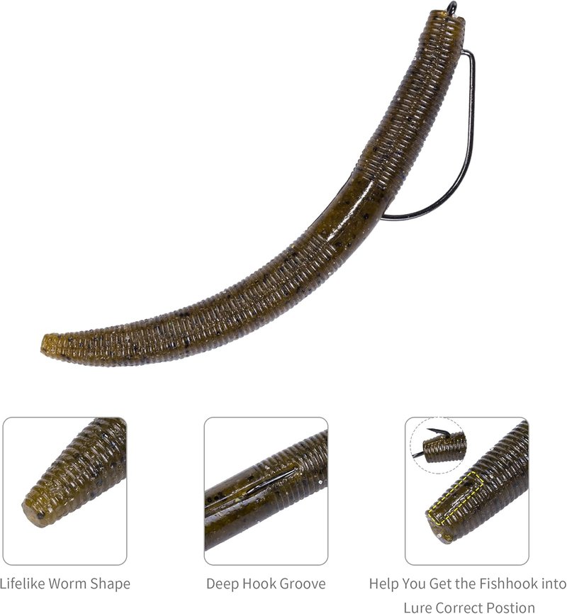 Senko Worms Kit - 30/50/78/100 Pcs Soft Plastic Fishing Lures | 4"/5" Salt-Impregnated for Bass Fishing