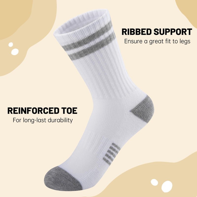 Comfoex 10 Pairs Boys Crew Long Athletic Socks for 4-6 6-8 8-10 Years Old Kids Calf Sports Half Cushioned