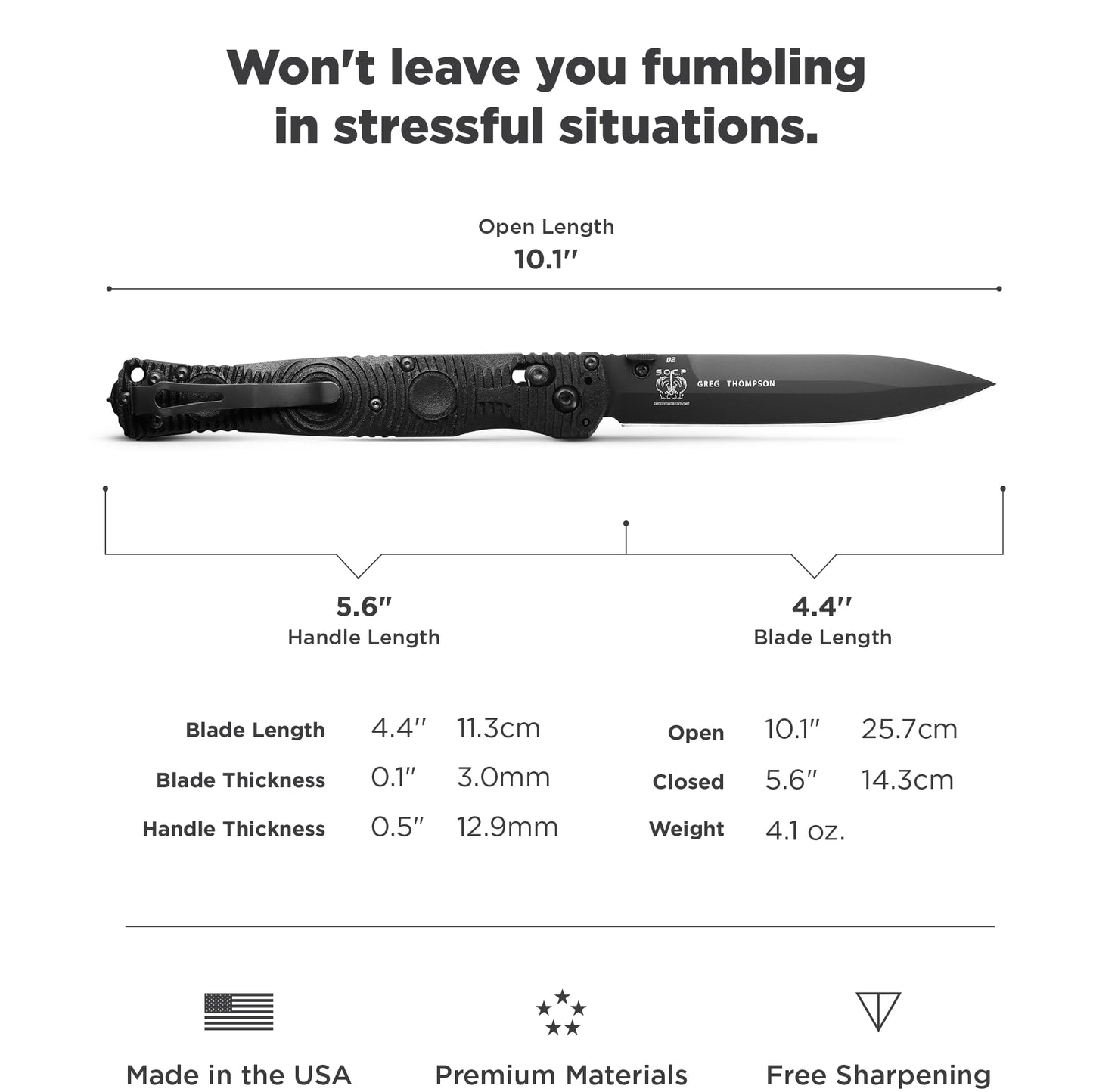 Benchmade - SOCP 391BK Tacticle Knife with Graphite Black CF Elite Handle (391BK)