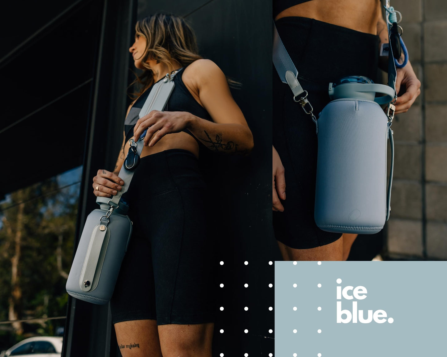 H2O Capsule Half Gallon Insulated Water Bottle With Straw - Stainless Steel Thermos Water Bottle With Sipping/Chugging Lid & Shoulder Strap For Storage - 64 oz Vacuum Flask, Keeps Hot Cold (Ice blue)