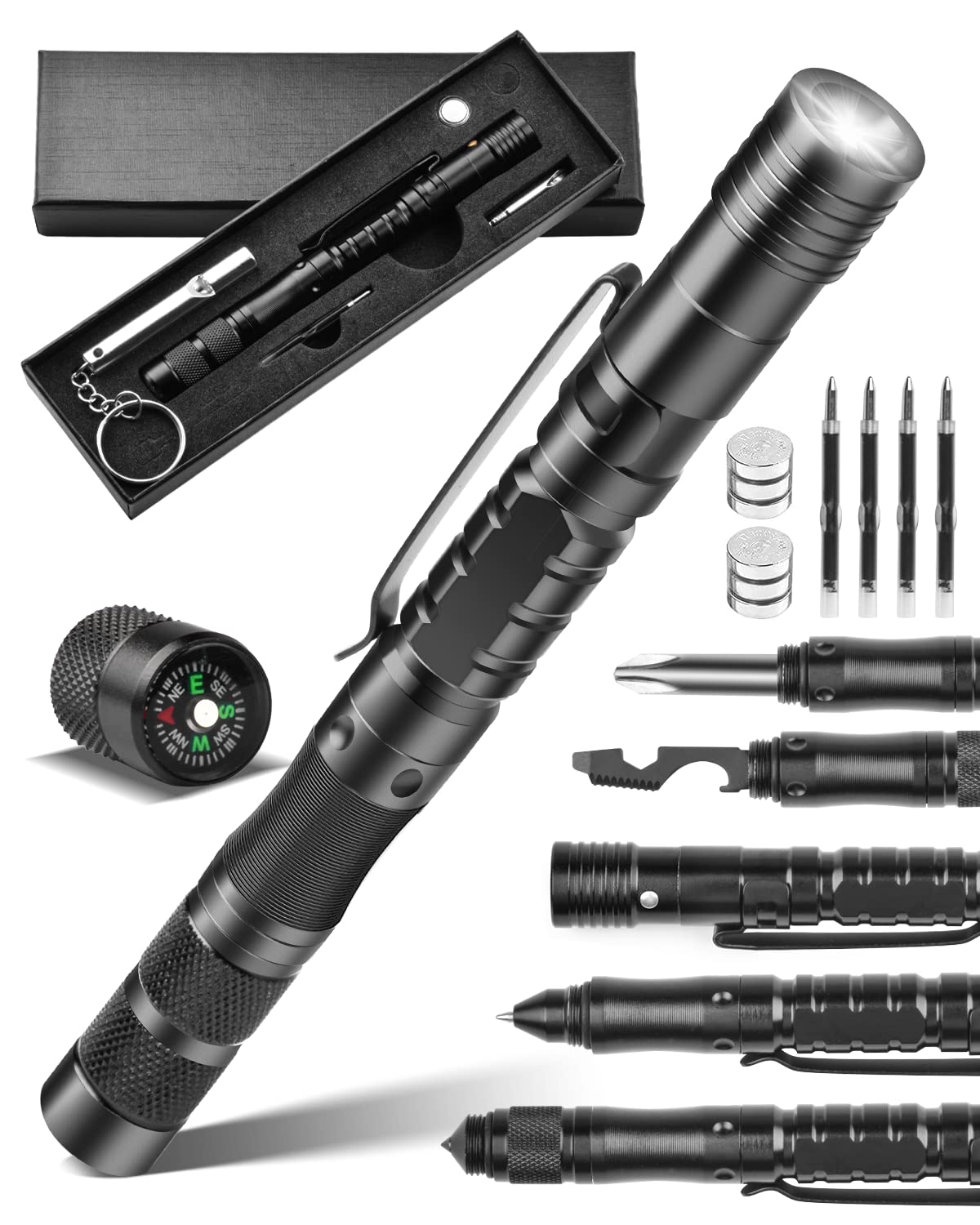 12 in 1 Tactical Pen Multitool - Cool EDC Gear for Men - Birthday Gifts for Boyfriend, Husband, Dad, Grandpa