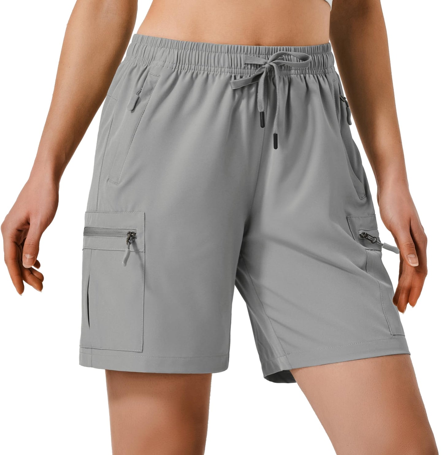 Hugut Women's Lightweight Hiking Cargo Shorts Quick Dry Athletic Shorts Camping Travel Golf Zipper Pockets Water Resistant