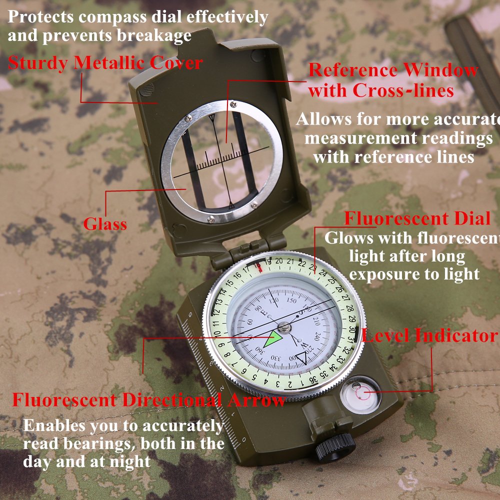 Sportneer Lensatic Military Compass, Compass for Easter Gifts, Baptism Gifts for Boys, Catholic Gifts for Men, Camping Survival Compass with Carry Bag for Hiking Hunting Outdoor