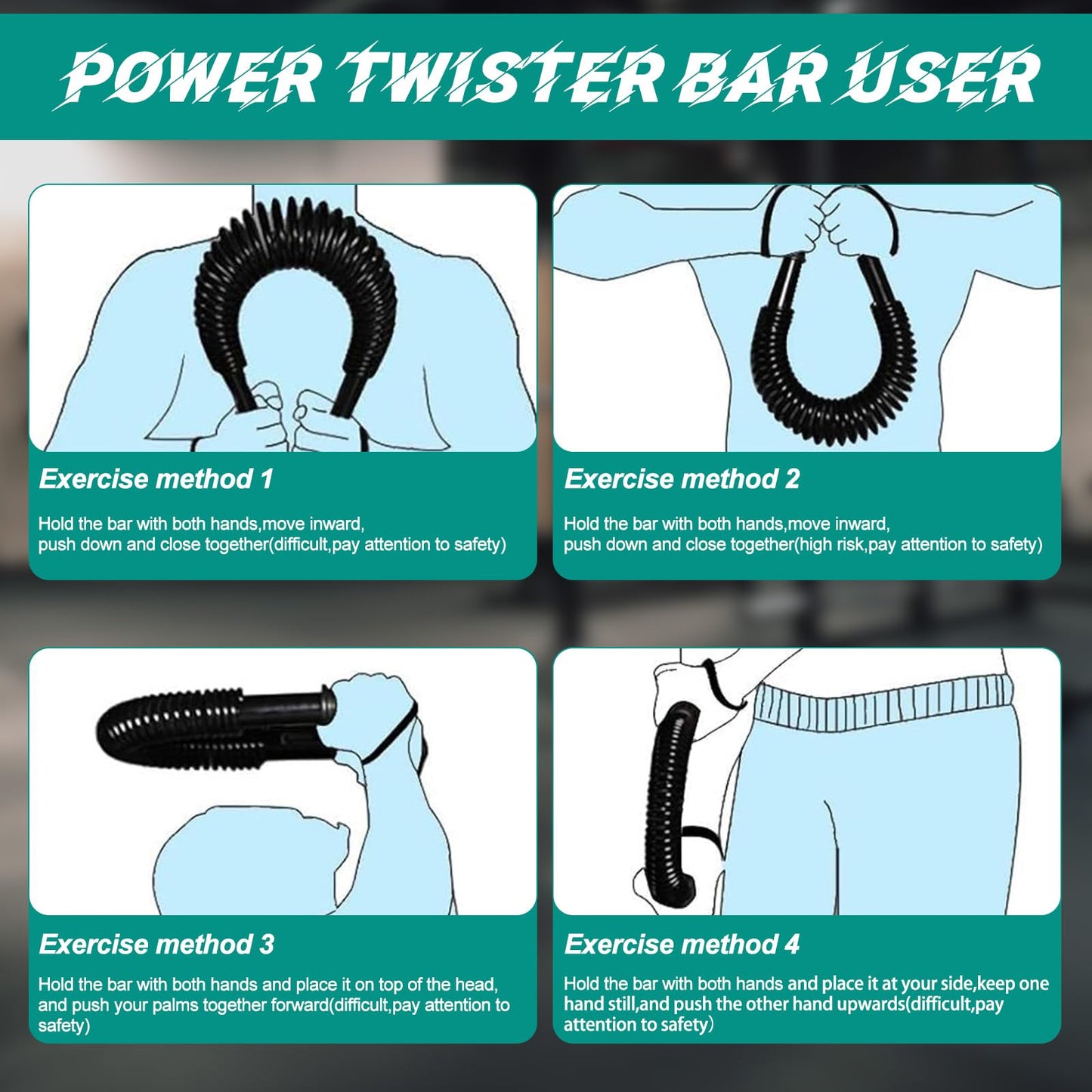 Power Twister Bar (77LB) – Arm & Forearm Workout Equipment for Men & Women, Heavy Duty Spring Steel Wrist & Chest Strengthener with Non-Slip Handles, Home Gym Fitness Tool