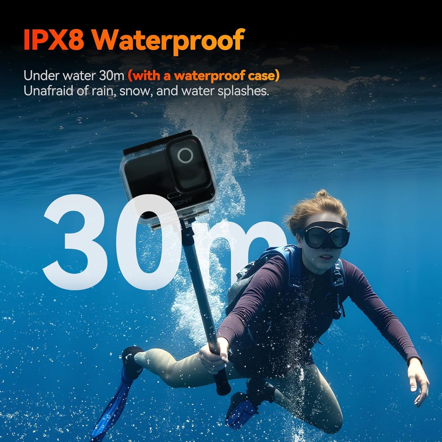 SVBONY 4K Dual Lens Action Camera - 20MP, 8X Zoom, 100FT Waterproof for Vlogging & Snorkeling