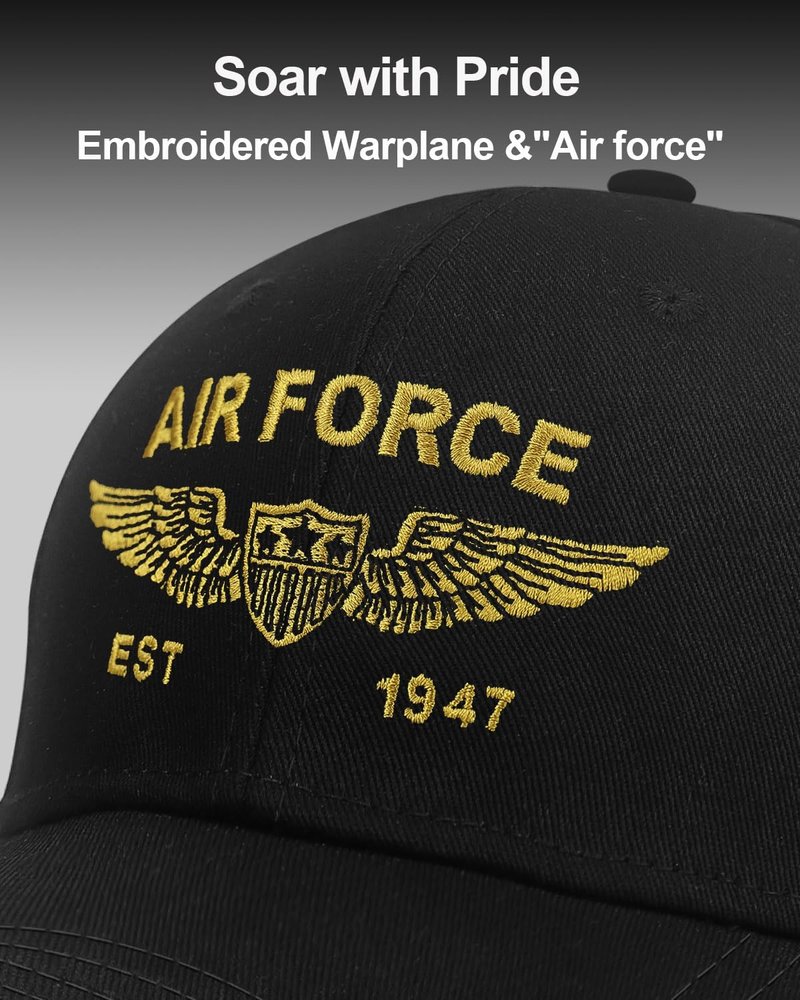 Air Force Hat for Men US Air Force Army Veterns Military Hat for Men 100% Cotton Adjustable Caps Perfect Veteran Gifts for Husband Father Grandpa,Air Force Veteran Active/Retired Members