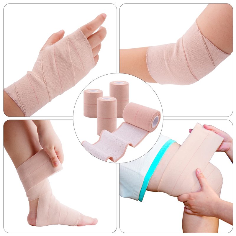 BQTQ 12 Rolls Elastic Tape Adhesive Elastic Bandage Wrap 4 inch Stretch Bandage Wrap Wound Wrap Tape Elastic Adhesive Tape Wrap Bandages for Wrist Ankle Swelling Sprains
