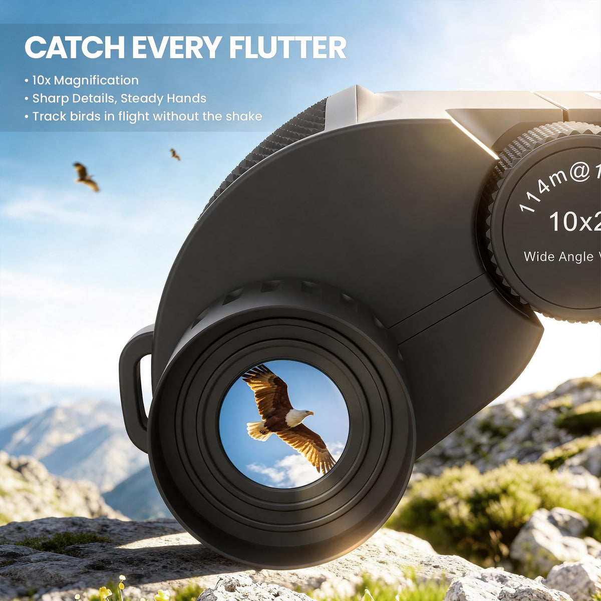 Aurosports Compact Binoculars for Adults and Kids - 10x25 Small Lightweight Binoculars for Bird Watching, Easy Focus for Theater, Cruise & Travel - Ideal Gift with Carrying Case & Strap