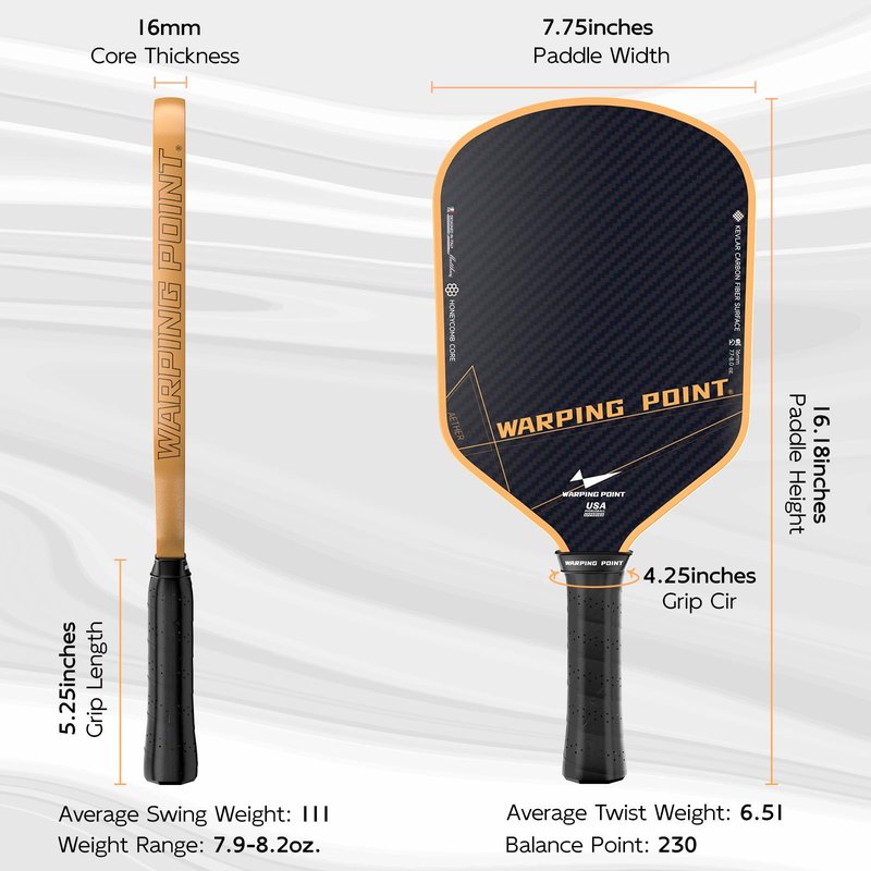 Warping Point Aether 16MM Pickleball Paddle, USAPA Approved, Kevlar Lightweight Face, MaxCell Wide-Cell for Precise Control & Spin, Arm-Friendly Paddle for Beginners & Intermediates