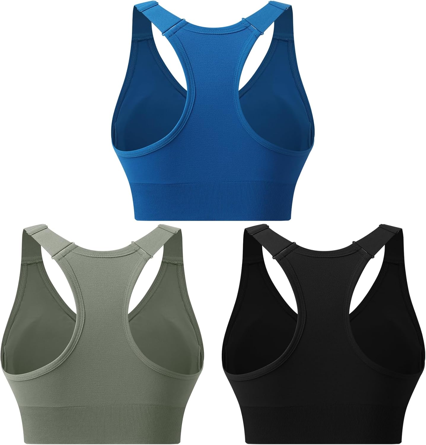 Adjustable Zip Front Sports Bra for Women | Medium Support, Padded, Racerback Design, Seamless Yoga Athletic Bra