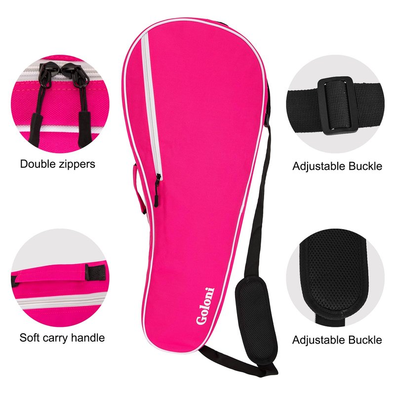 Goloni Tennis Bag for 3-4 Rackets, Water-Resistant Racket Bag with Padded Protection, Portable Tennis & Badminton Bag for Men Women Adults,Pink