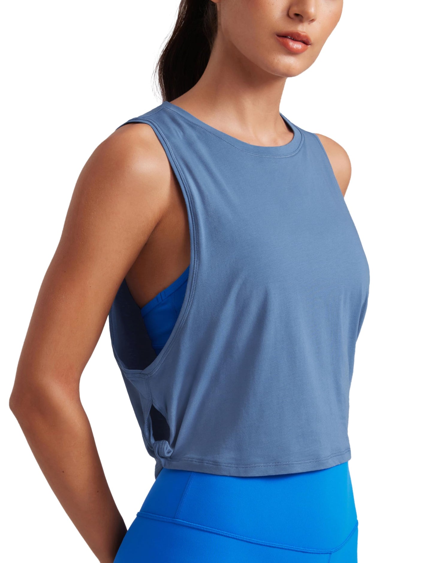 CRZ YOGA Pima Cotton Dropped Armhole Tank Ink Blue Medium