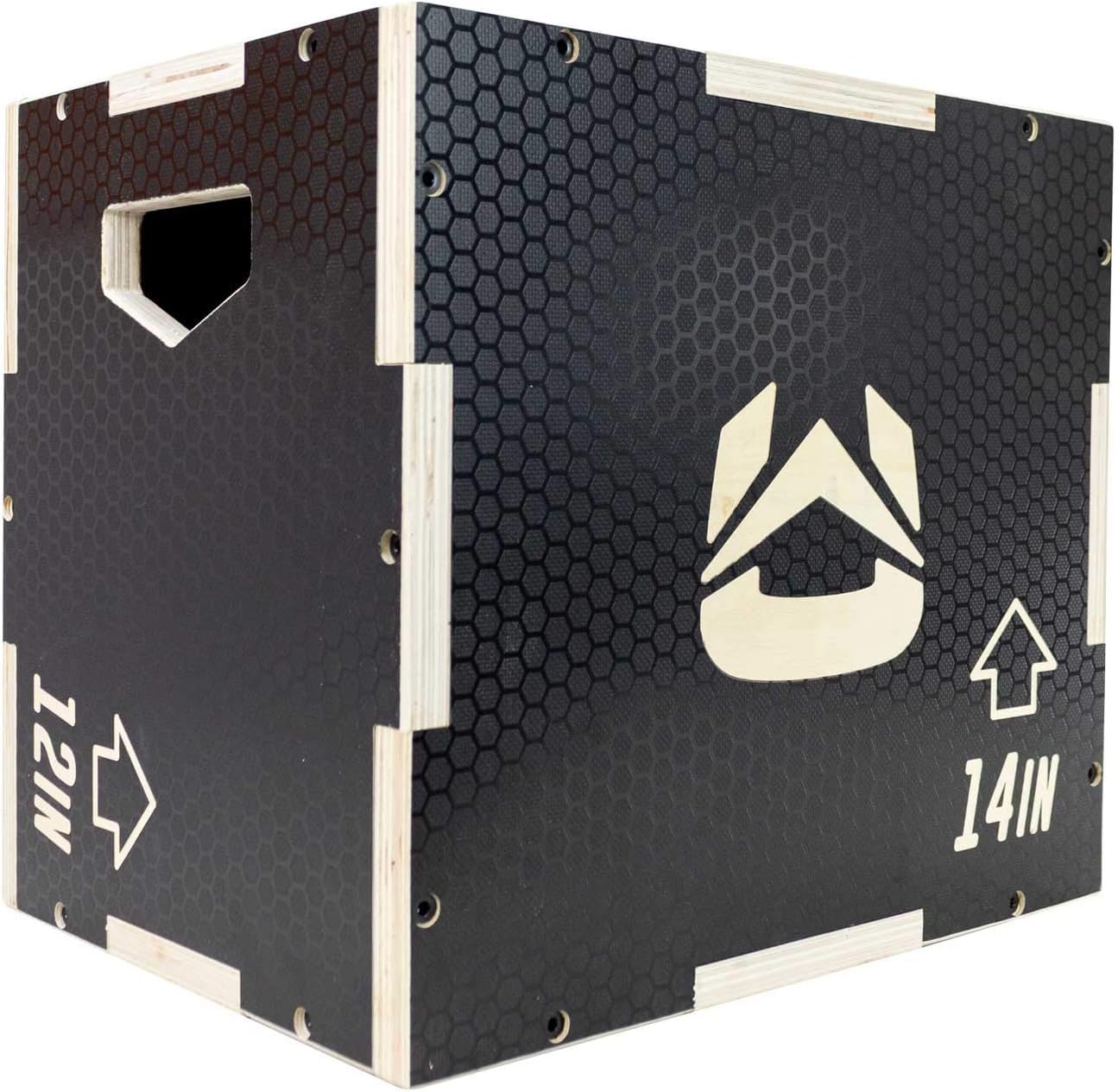 Ultra Fitness Gear Wooden Plyo Box, 31 Plyometric Jump Training Squat, Step Up, Jumps & More Workout Size S, M, L, XL, Home Gym Exercise Equipment (Black Anti-Slip, Small 16/14/12)
